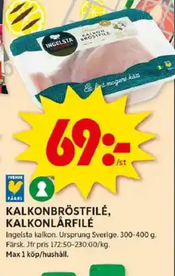 ICA Kvantum Kalkonbröstfilé, kalkonlårfilé erbjuda