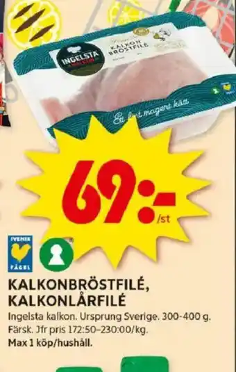 ICA Kvantum Kalkonbröstfilé, kalkonlårfilé erbjuda