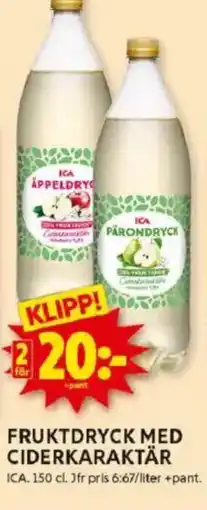 ICA Kvantum Fruktdryck med läsk ciderkaraktär erbjuda