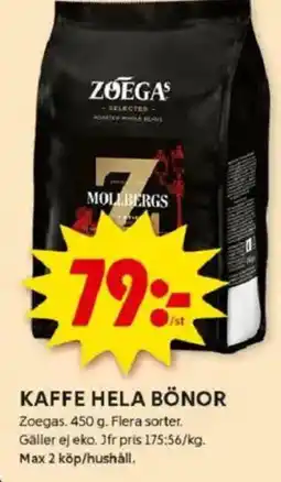 ICA Kvantum ZOEGAS Kaffe hela bönor erbjuda
