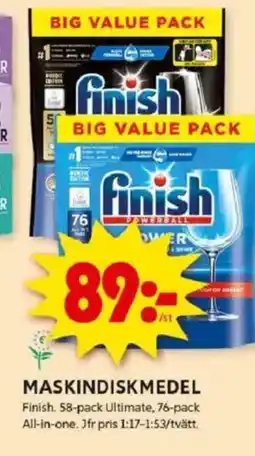 ICA Kvantum FINISH Maskindiskmedel erbjuda