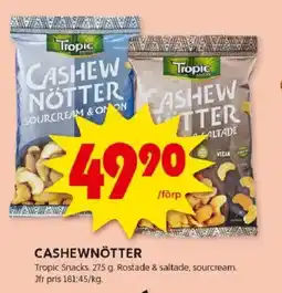 ICA Kvantum TROPIC SNACKS Cashewnötter erbjuda