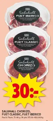 ICA Kvantum Saluhall chorizo, fuet classic, fuet iberico erbjuda