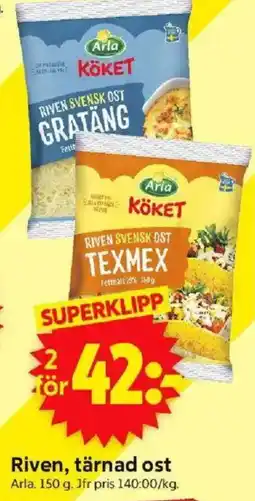 ICA Supermarket ARLA Riven, tärnad ost erbjuda