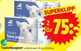 ICA Supermarket LAMBI Toalettpapper erbjuda