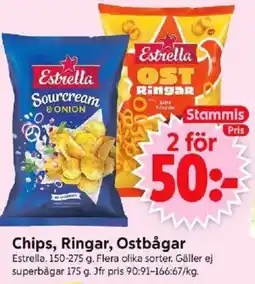 ICA Supermarket ESTRELLA Chips, ringar, ostbågar erbjuda