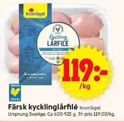 ICA Supermarket Färsk kycklinglårfilé erbjuda