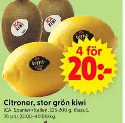 ICA Supermarket Citroner, stor grön kiwi erbjuda