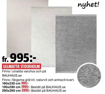 Bauhaus Ullmatta Stockholm 160x230cm erbjuda