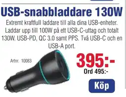 Benns USB-snabbladdare 130W erbjuda