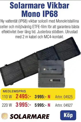 Benns Solarmare Vikbar Mono IP68 erbjuda