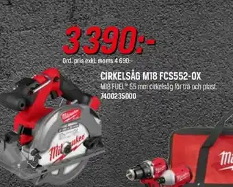 Swedol CIRKELSÅG M18 FCS552-OX M18 FUEL 55 mm cirkelsåg för trä och plast. 7400235000 erbjuda