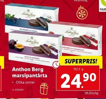 Lidl Anthon Berg marsipantårta erbjuda