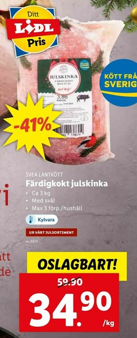 Lidl Färdigkokt julskinka erbjuda
