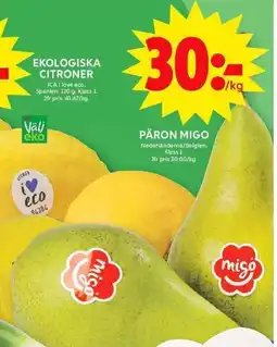 ICA Maxi Päron migo erbjuda