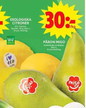 ICA Maxi Päron migo erbjuda