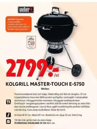 ICA Maxi WEBER Kolgrill master-touch e-5750 erbjuda