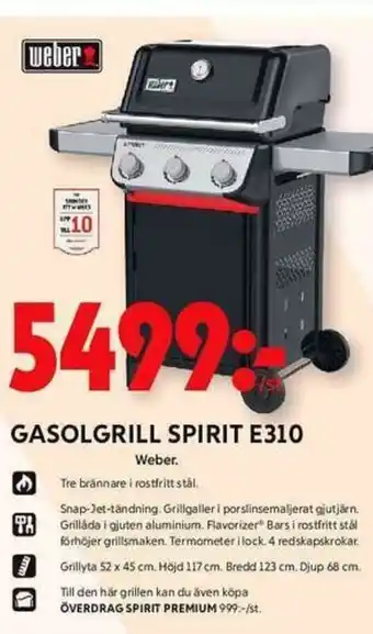 ICA Maxi WEBER Gasolgrill spirit e310 erbjuda