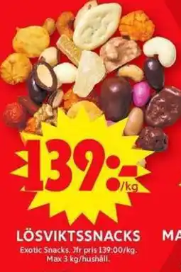 ICA Maxi EXOTIC SNACKS Lösviktssnacks erbjuda