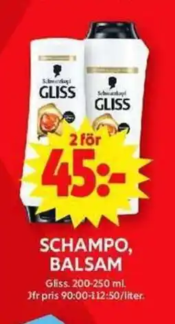 ICA Maxi GLISS Schampo, balsam erbjuda