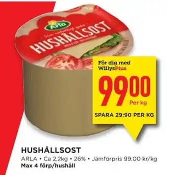 Willys ARLA Hushållsost erbjuda