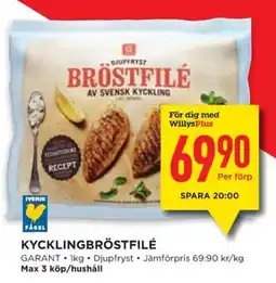 Willys GARANT Kycklingbröstfilé erbjuda
