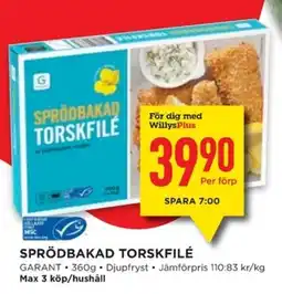 Willys GARANT Sprödbakad torskfilé erbjuda
