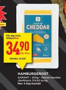Willys GARANT Hamburgerost erbjuda