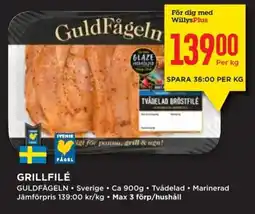 Willys GULDFAGELN Grillfilé erbjuda