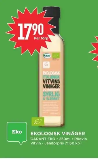 Willys GARANT EKO Ekologisk vinäger erbjuda