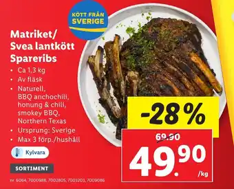 Lidl MATRIKET/ SVEA lantkött Spareribs erbjuda