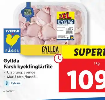 Lidl GYLLDA Färsk kycklinglårfilè erbjuda