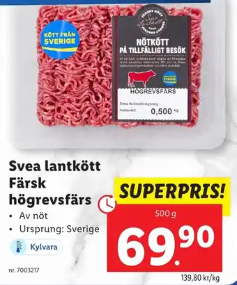 Lidl SVEA lantkött Färsk högrevsfärs erbjuda