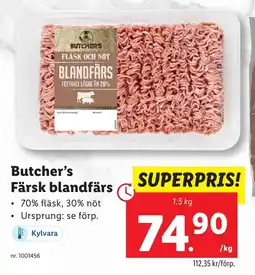 Lidl BUTCHER'S Färsk blandfärs erbjuda