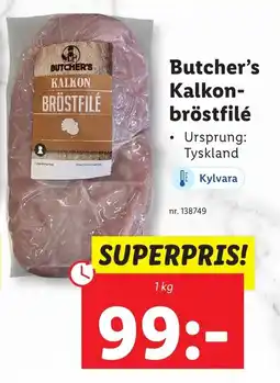 Lidl BUTCHER'S kalkon bröstfilé erbjuda