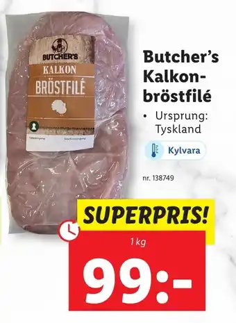 Lidl BUTCHER'S kalkon bröstfilé erbjuda