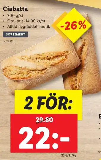 Lidl Ciabatta erbjuda