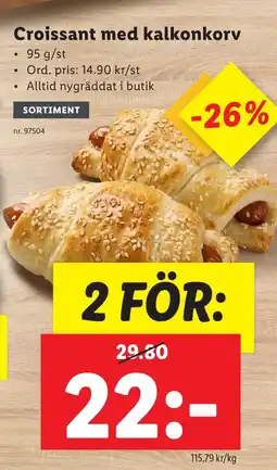 Lidl Croissant med kalkonkorv erbjuda
