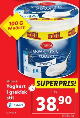Lidl MILBONA Yoghurt i grekisk stil erbjuda