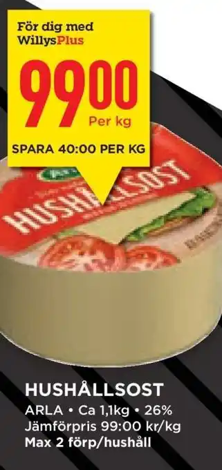 Willys Hushållsost erbjuda