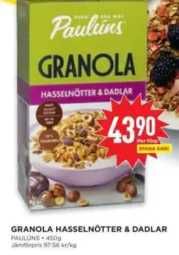 Willys Granola Hasselnötter & Dadlar erbjuda