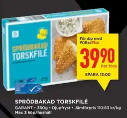 Willys SPRÖDBAKAD TORSKFILÉ erbjuda
