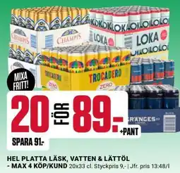 ÖoB Hel platta läsk, vatten & lättöl erbjuda