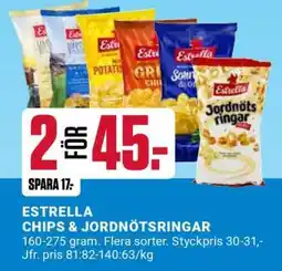 ÖoB ESTRELLA CHIPS & JORDNÖTSRINGAR erbjuda