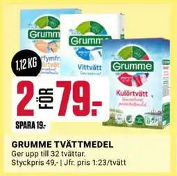 ÖoB GRUMME TVÄTTMEDEL erbjuda