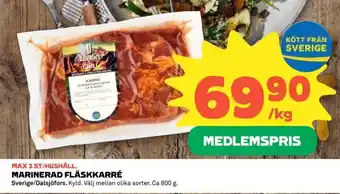 Coop MARINERAD FLÄSKKARRÉ erbjuda