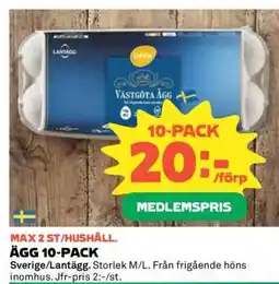 Coop Ägg 10-pack erbjuda