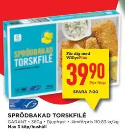 Willys SPRÖDBAKAD TORSKFILÉ erbjuda
