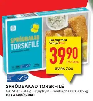 Willys SPRÖDBAKAD TORSKFILÉ erbjuda