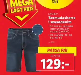 Lidl LIVERGY Bermudashorts i sweatdenim erbjuda